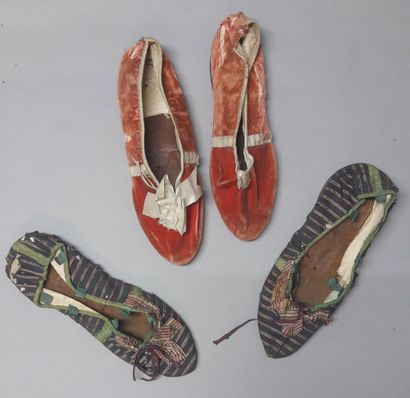 Two pairs of ladies' shoes, late 18th century,...