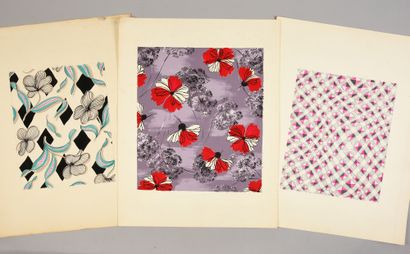  A set of models of fabrics for fashion, 1950-1970 approx., gouache and ink on paper;...