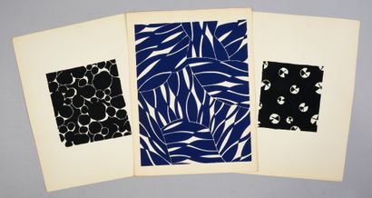  Set of fashion fabric models, 1950-1970 approx., gouache and ink on paper; geometric...