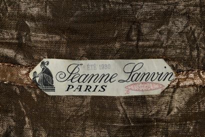  Robe du soir griffée Jeanne Lanvin, été 1930, (no 335/6), robe en lamé de ton bronze,...