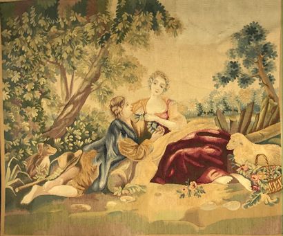 null Tapestry, Aubusson, 18th century style, wool and silk tapestry with pastoral...