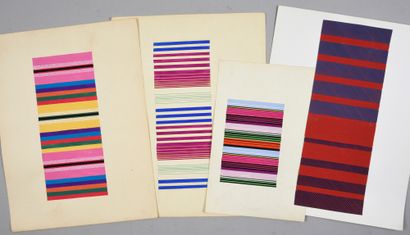 null Set of models of fabrics for fashion, 1950-1970 approx., gouache and ink on...