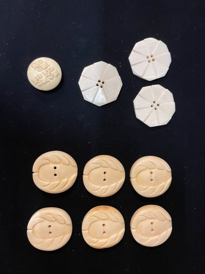 A set of ten ivory and bone buttons, mainly...