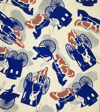  Set of models of fabrics for fashion, 1950-1960 approximately, gouache and ink on...