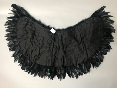 Feather collar, late 19th-early 20th century, with swan down and black rooster feathers....