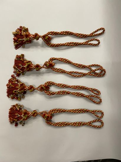 null Meeting of passementerie, circa 1880-1900, mainly : pair of bell cords in pink...
