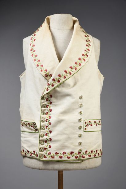 Embroidered waistcoat, circa 1815, straight...