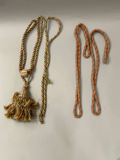 null Meeting of passementerie, circa 1880-1900, mainly : pair of bell cords in pink...