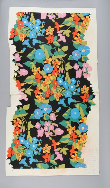  Set of silk prints for Haute Couture, Staron, circa 1970, printed on paper in 1...