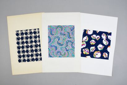  Set of models of fabrics for fashion, 1950-1970 approximately, gouache and ink on...