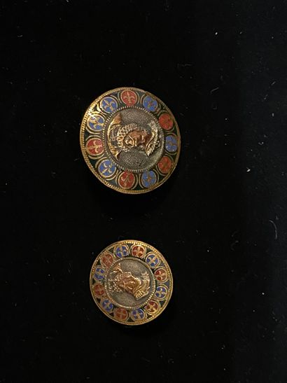  Meeting of ten metal buttons, second half of the 19th century, mainly enamelled...