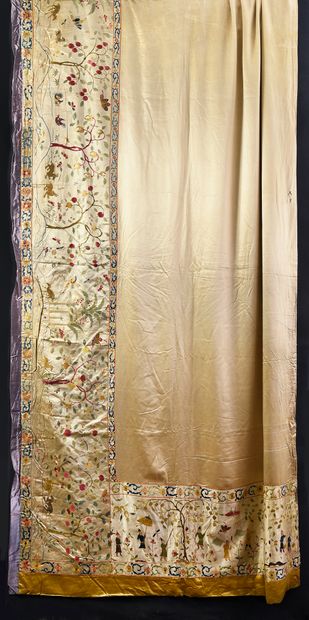 Pair of curtains with embroidered historiated...