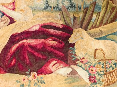 null Tapestry, Aubusson, 18th century style, wool and silk tapestry with pastoral...