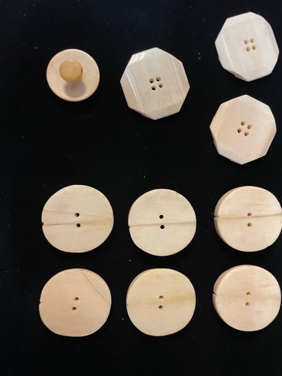  A set of ten ivory and bone buttons, mainly circa 1950, two sets of large buttons...