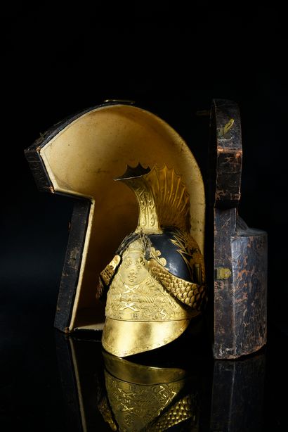 null Rare casque d'officier de Gendarme de la Maison du roi, modèle 1814. Bombe en...