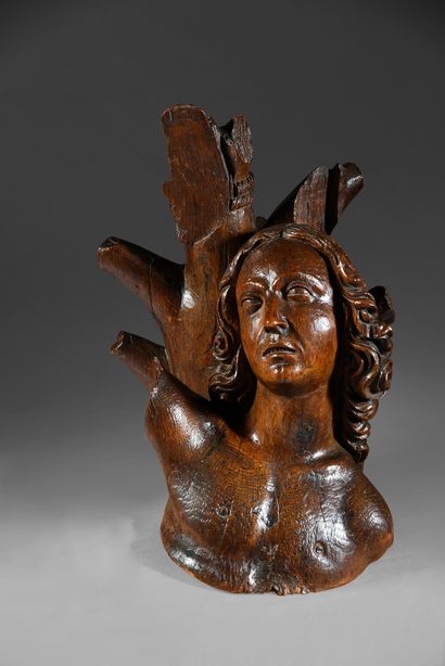 Nord de la France où Normandie, fin du XVe siècle 
Carved oak bust of Saint Sebastian.
Height:...