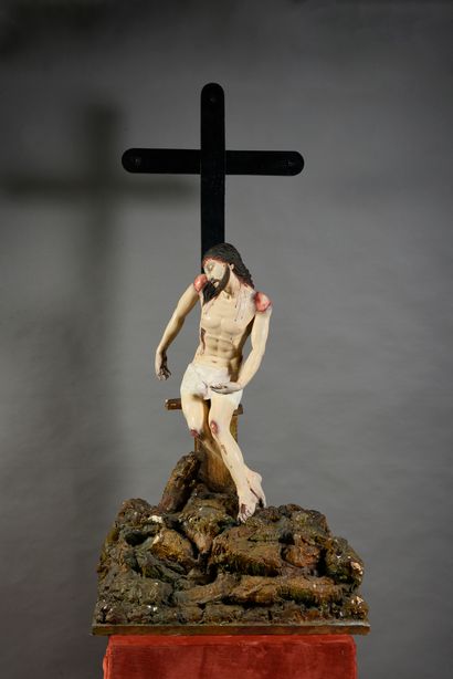 Italie du sud, XVIIIe siècle 
Déposition en bois sculpté, et polychromé. Le Christ...