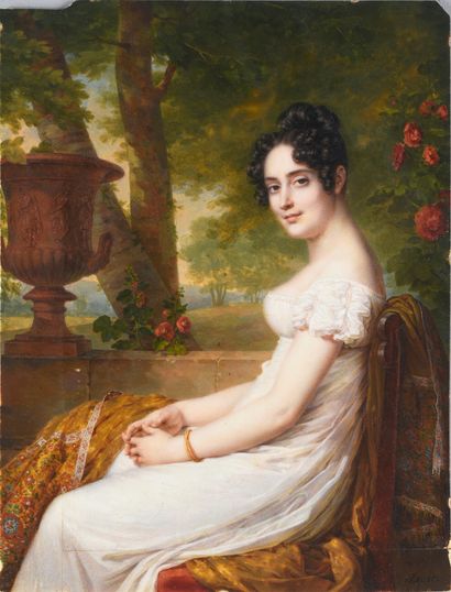 Daniel SAINT (1778-1847) 
Portait présumé de la Duchesse de Montmorency (1774-1846)
Miniature...