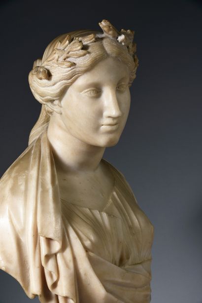 ATTRIBUE A JEAN RAON (1630-1707) 
Allegory of Summer
White marble bust
H. Totale...