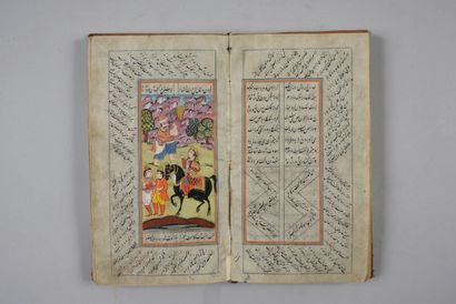 null Manuscrit illustré de 15 miniatures, extrait du Khamseh de Nizami
Pigments polychromes...