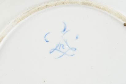  18th century Sèvres porcelain plate Marks in blue with two interlaced Ls, date letter...