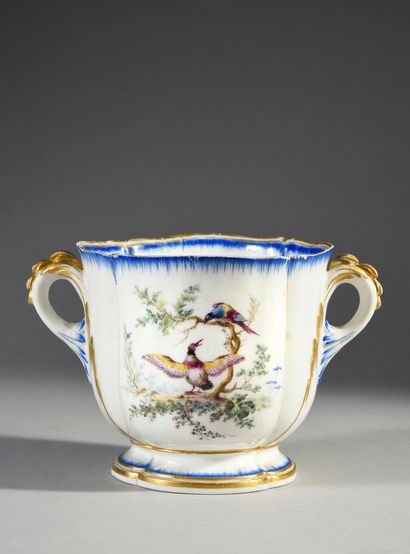 null 18th century Vincennes porcelain glass or liqueur bucket Mark in blue with two...