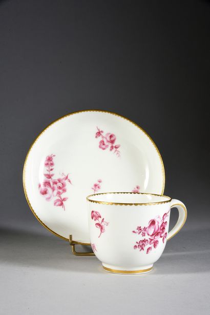 null Bouillard cup (1st size) and a saucer in Sevres porcelain of the 18th century...