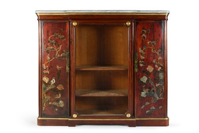 SORMANI Important amaranth bookcase, opening with two side doors made of Chinese...