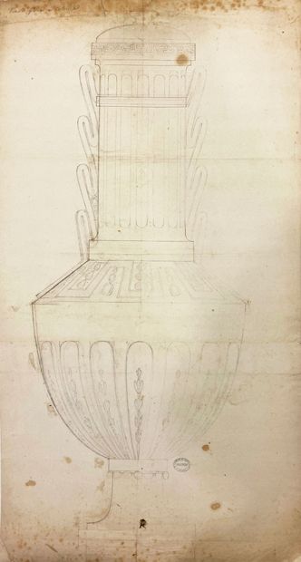 null Vase Grec à colonne ou Vase à colonnes cannelées en porcelaine de Sèvres du...