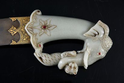 null Indian ceremonial dagger with elephant head
Important khanjar pommel in white...