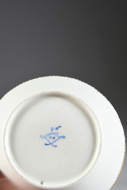  18th century Sèvres porcelain goblet (3rd size) and saucer The saucer with blue...