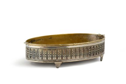 925 silver oval planter with Louis XVI style...