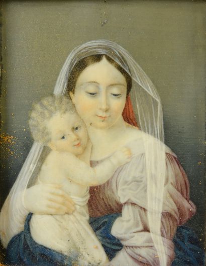 École Française du XIXe siècle La Vierge à l'Enfant
Portrait représentant la Vierge...