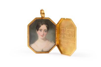 null Gold medallion 725th, octagonal shape, the face finely chiseled with a decoration...