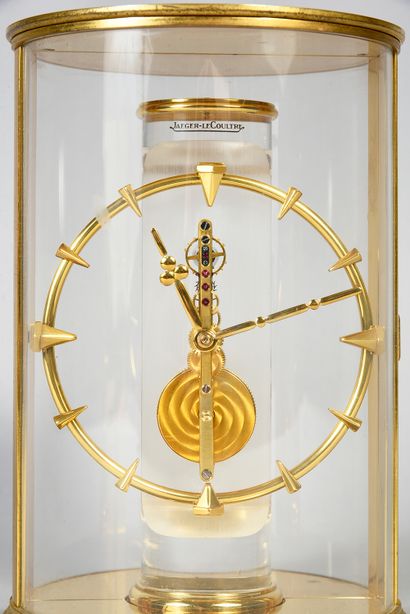 JAEGER LECOULTRE N°15150 Gilt metal lantern-shaped clock with 8-day mechanical baguette...