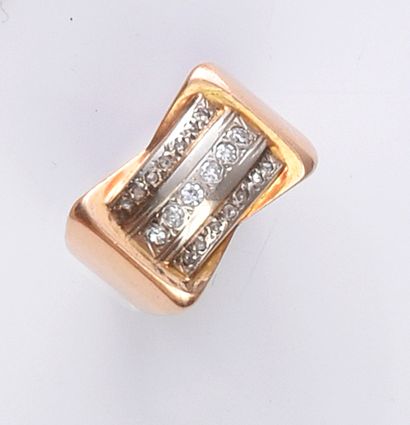 750th yellow gold tank ring set with three...