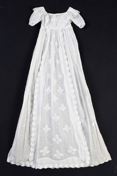 Long christening gown, Ayrshire embroidery,...