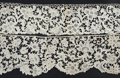 null Seven lengths of needle lace for household linen, early twentieth century.
Three...