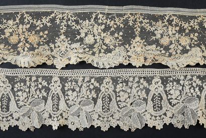 null Four borders in lace of Brussels, needle and spindles, 2nd half of the XIXth...