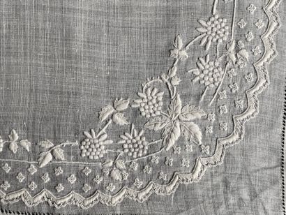  Four embroidered handkerchiefs, 2nd half of the 19th century. In linen hand thread...