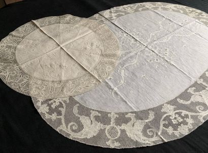 null Centerpieces, embroidery and bobbin lace, early twentieth century.
A large oval...
