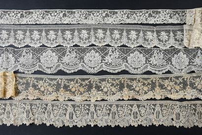 null Four borders in lace of Brussels, needle and spindles, 2nd half of the XIXth...