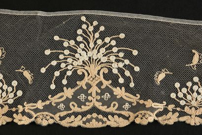 null Borders, embroidered tulle, 19th and 20th century.
Two large borders, one with...