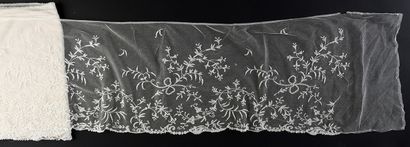 null Large ruffle in application of England, circa 1850-70.
Long ruffle with delicate...