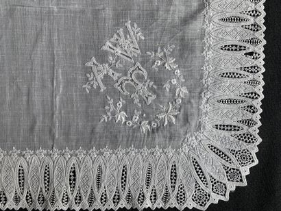  Four embroidered handkerchiefs, 2nd half of the 19th century. In finely embroidered...