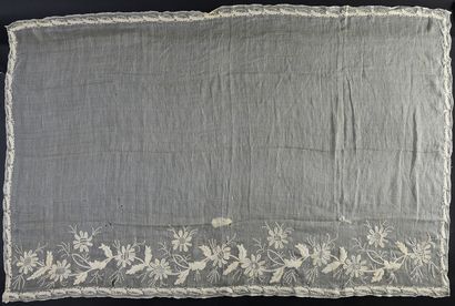 Rectangular embroidered veil, circa 1830-50....