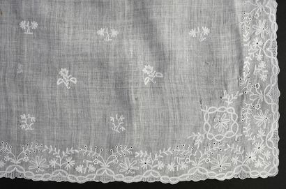 null Apron and fichu in embroidered muslin, 2nd half of the 18th century.
Apron and...
