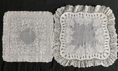 null Two sumptuously embroidered handkerchiefs, 2nd half of the 19th century. 
 In...