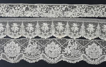 null Four borders in lace of Brussels, needle and spindles, 2nd half of the XIXth...