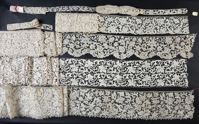 Seven lengths of needle lace for household...